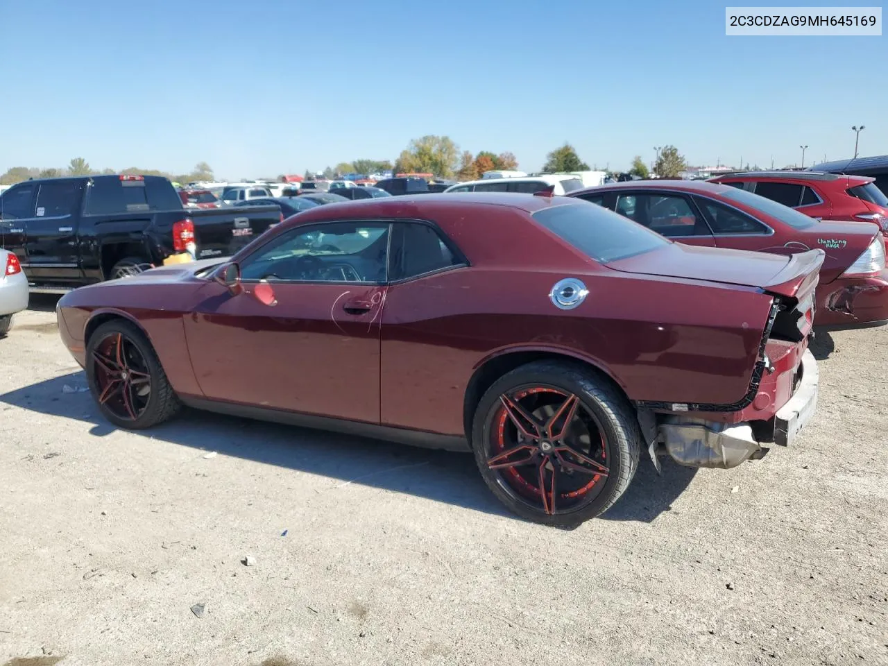 2021 Dodge Challenger Sxt VIN: 2C3CDZAG9MH645169 Lot: 74929634