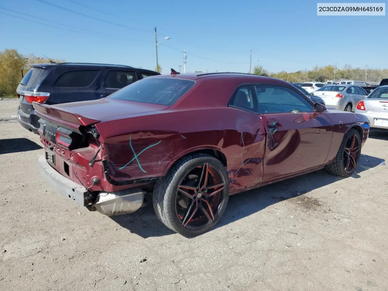 2021 Dodge Challenger Sxt VIN: 2C3CDZAG9MH645169 Lot: 74929634