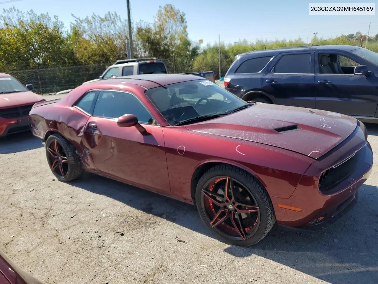 2021 Dodge Challenger Sxt VIN: 2C3CDZAG9MH645169 Lot: 74929634