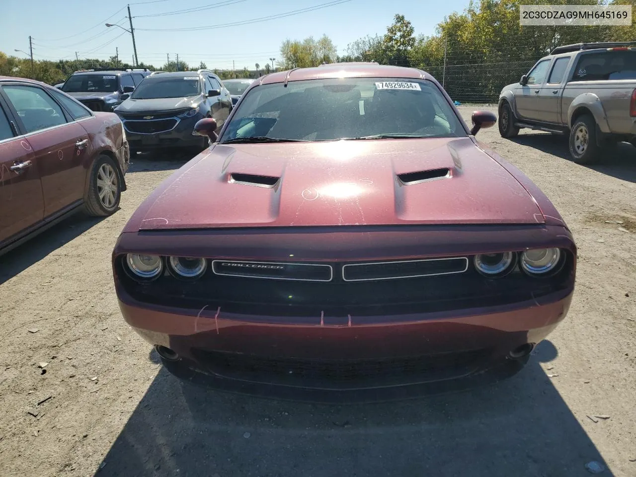 2021 Dodge Challenger Sxt VIN: 2C3CDZAG9MH645169 Lot: 74929634