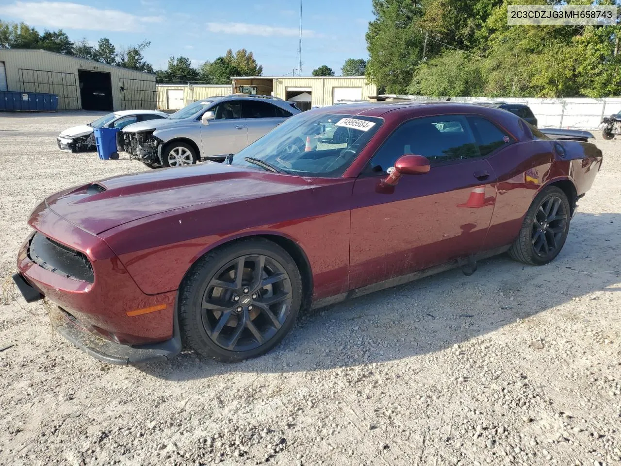 2021 Dodge Challenger Gt VIN: 2C3CDZJG3MH658743 Lot: 74995984