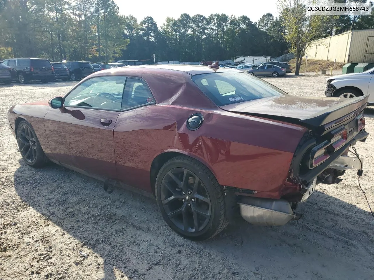 2021 Dodge Challenger Gt VIN: 2C3CDZJG3MH658743 Lot: 74995984