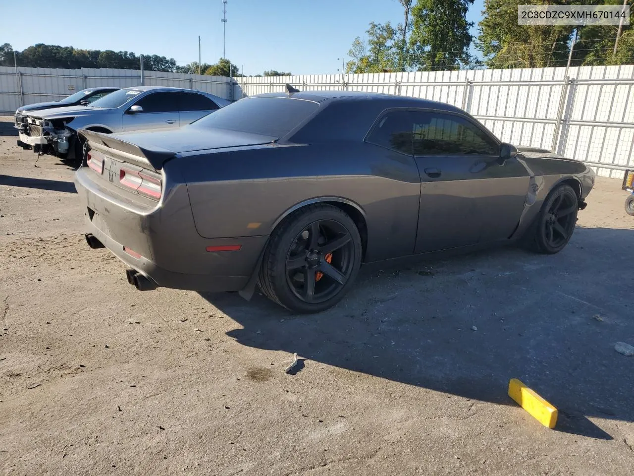 2021 Dodge Challenger Srt Hellcat VIN: 2C3CDZC9XMH670144 Lot: 75730364