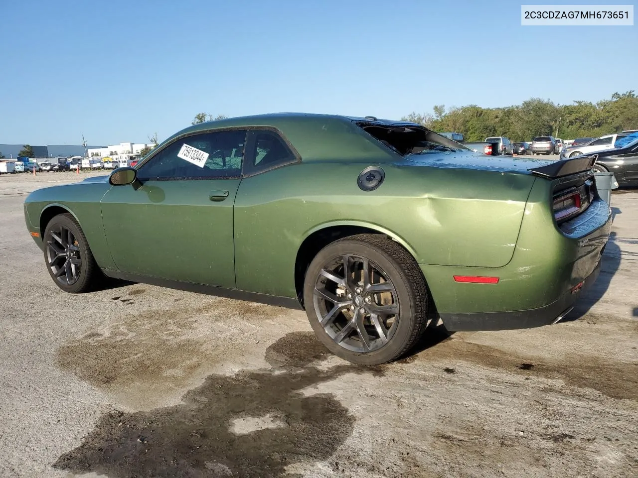 2021 Dodge Challenger Sxt VIN: 2C3CDZAG7MH673651 Lot: 75913344