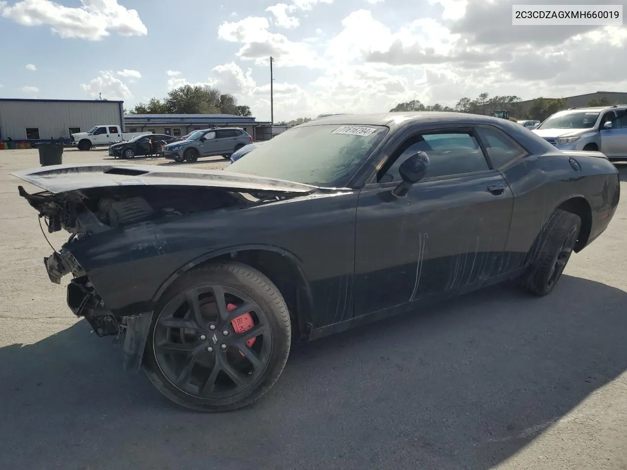 2021 Dodge Challenger Sxt VIN: 2C3CDZAGXMH660019 Lot: 77616794