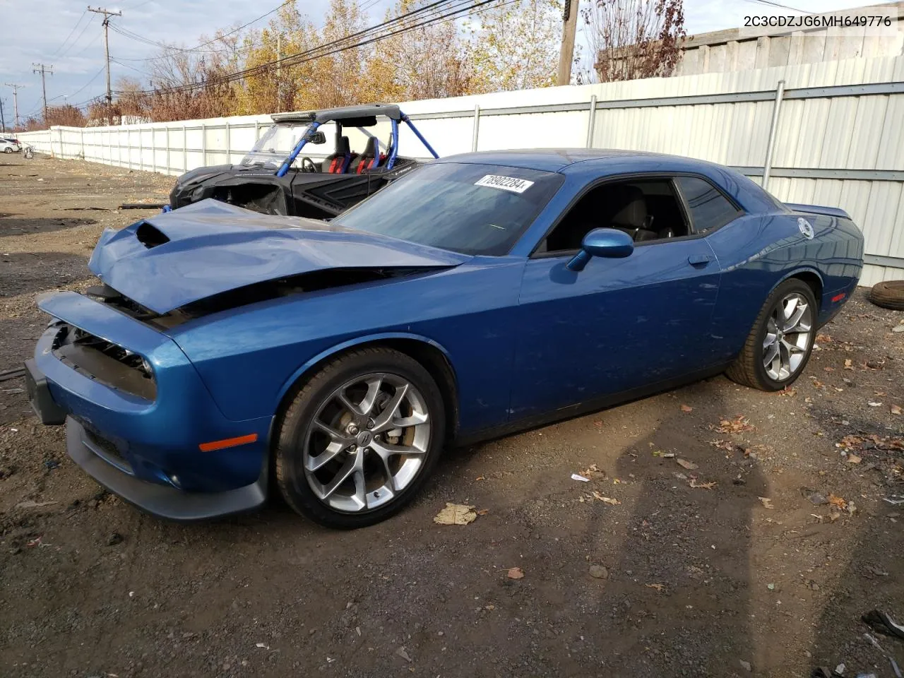 2021 Dodge Challenger Gt VIN: 2C3CDZJG6MH649776 Lot: 78902284