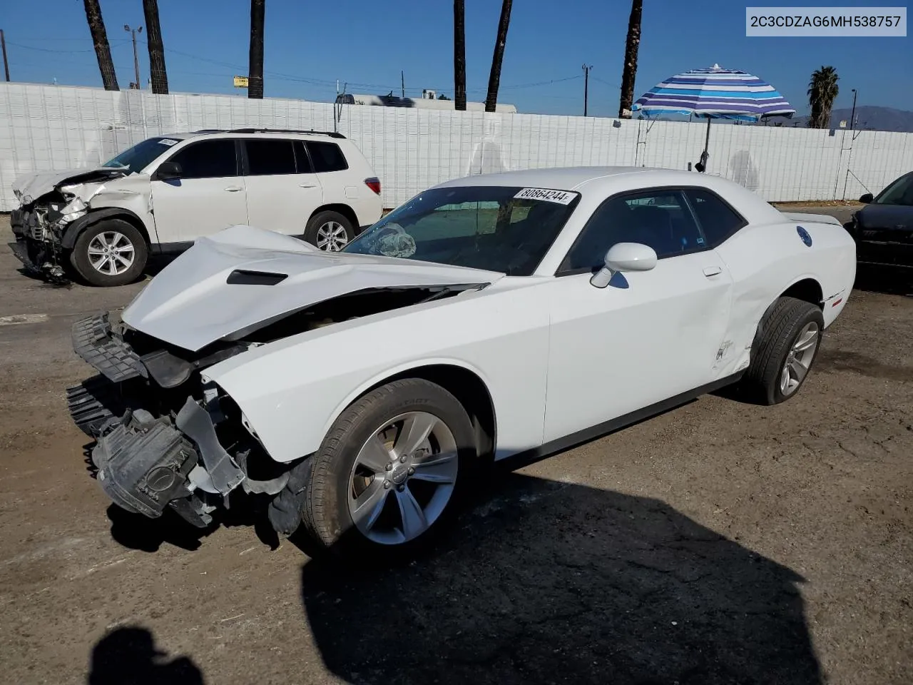 2021 Dodge Challenger Sxt VIN: 2C3CDZAG6MH538757 Lot: 80864244