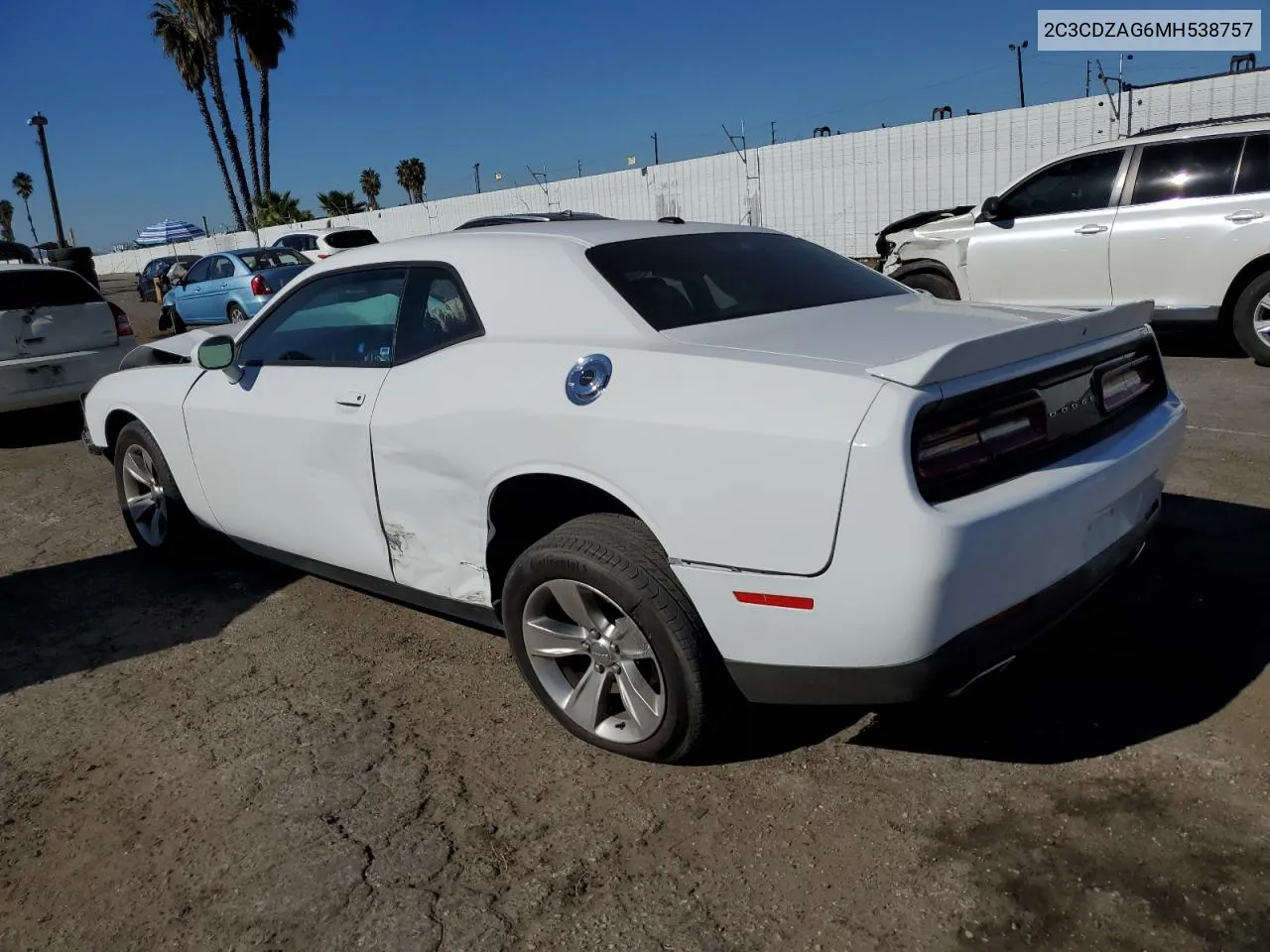 2021 Dodge Challenger Sxt VIN: 2C3CDZAG6MH538757 Lot: 80864244