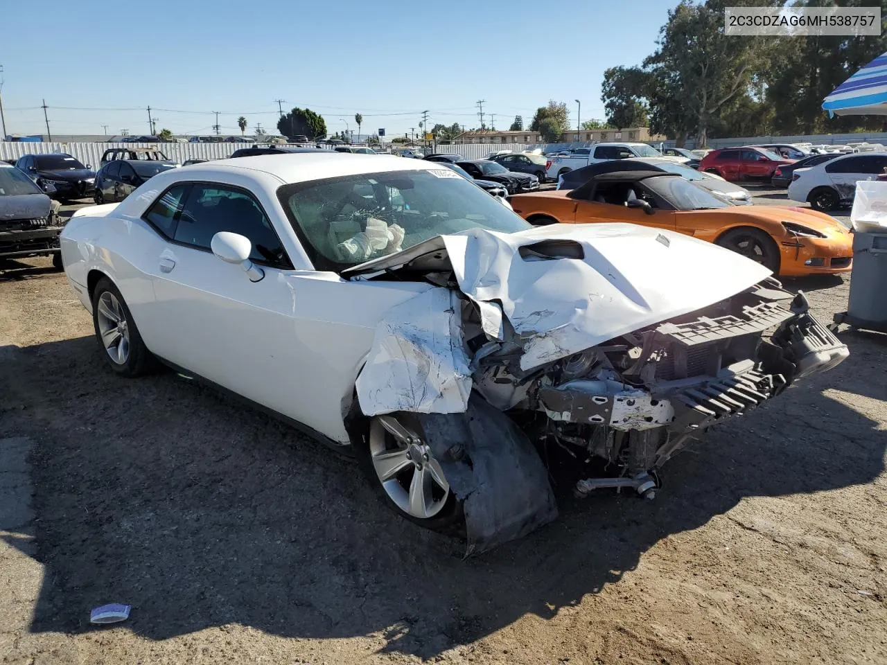 2021 Dodge Challenger Sxt VIN: 2C3CDZAG6MH538757 Lot: 80864244