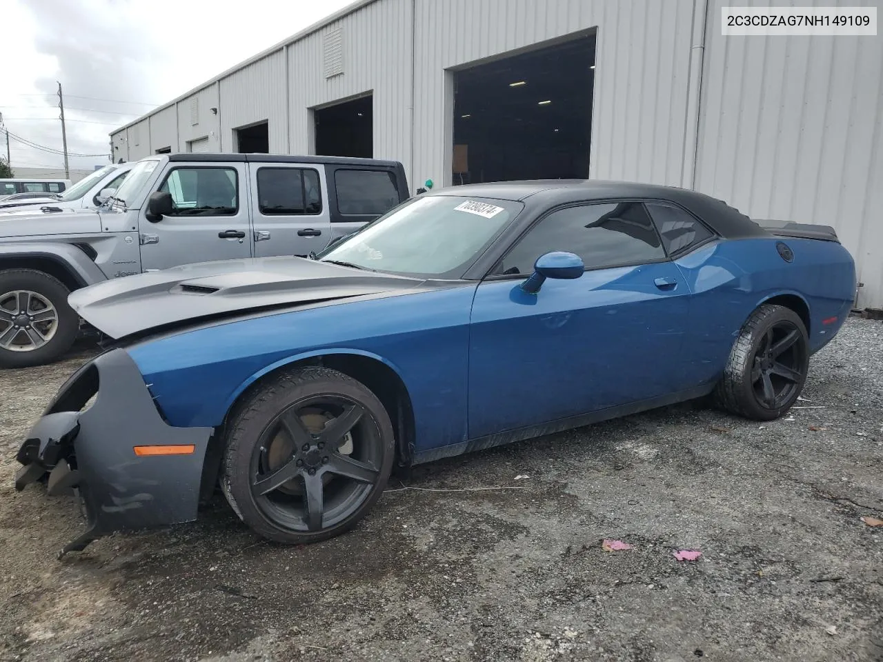 2022 Dodge Challenger Sxt VIN: 2C3CDZAG7NH149109 Lot: 70390374