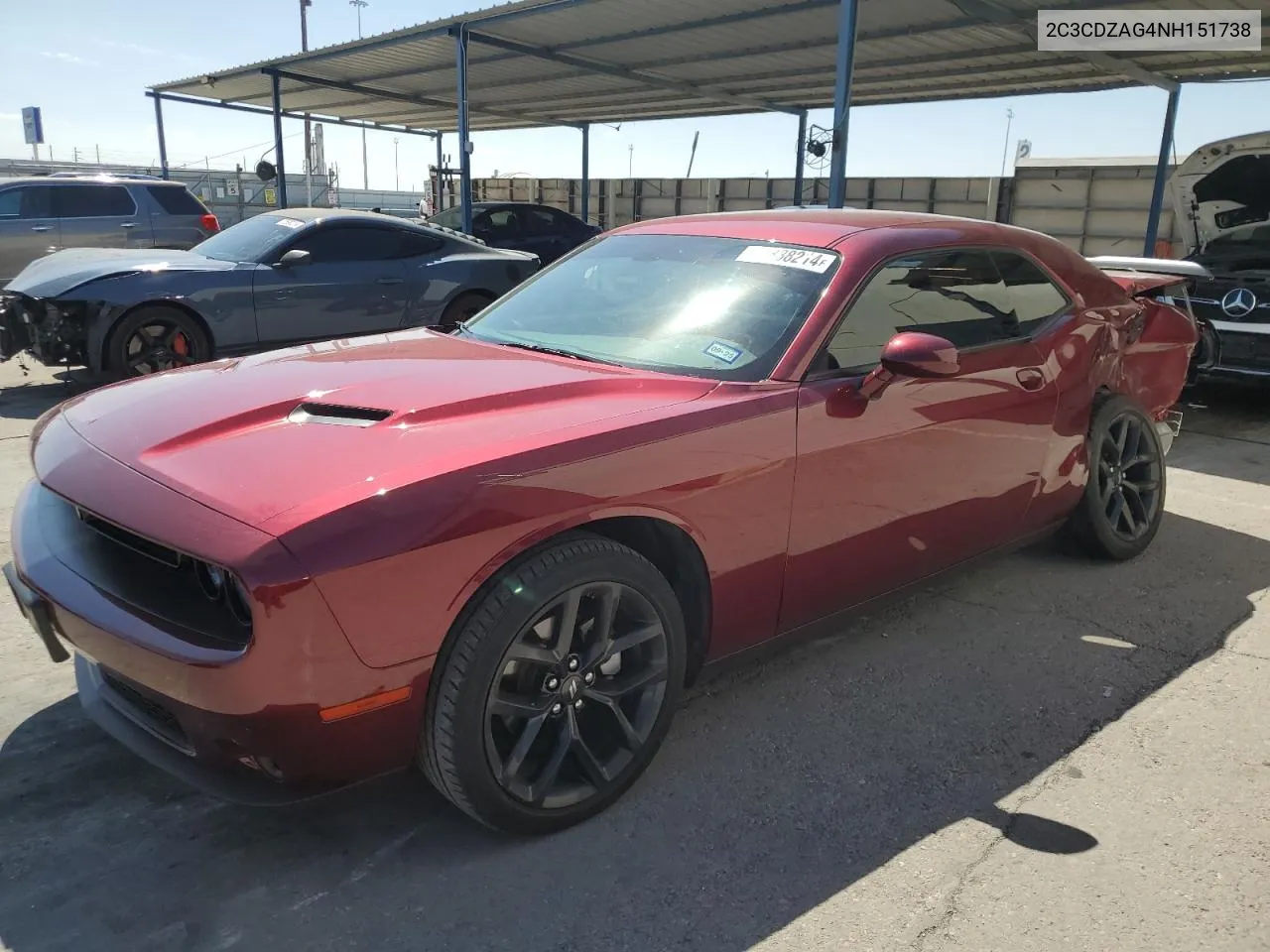 2022 Dodge Challenger Sxt VIN: 2C3CDZAG4NH151738 Lot: 72838214