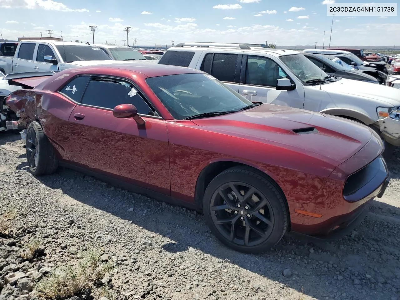 2022 Dodge Challenger Sxt VIN: 2C3CDZAG4NH151738 Lot: 72838214