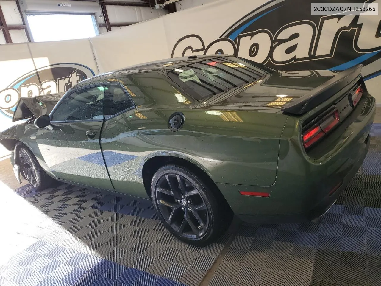 2022 Dodge Challenger Sxt VIN: 2C3CDZAG7NH258265 Lot: 76316524