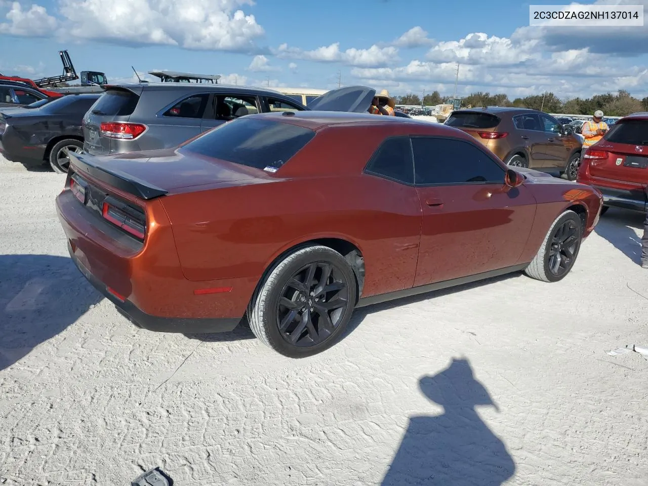 2022 Dodge Challenger Sxt VIN: 2C3CDZAG2NH137014 Lot: 77217804