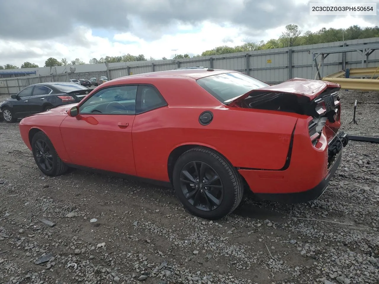 2023 Dodge Challenger Sxt VIN: 2C3CDZGG3PH650654 Lot: 70871004