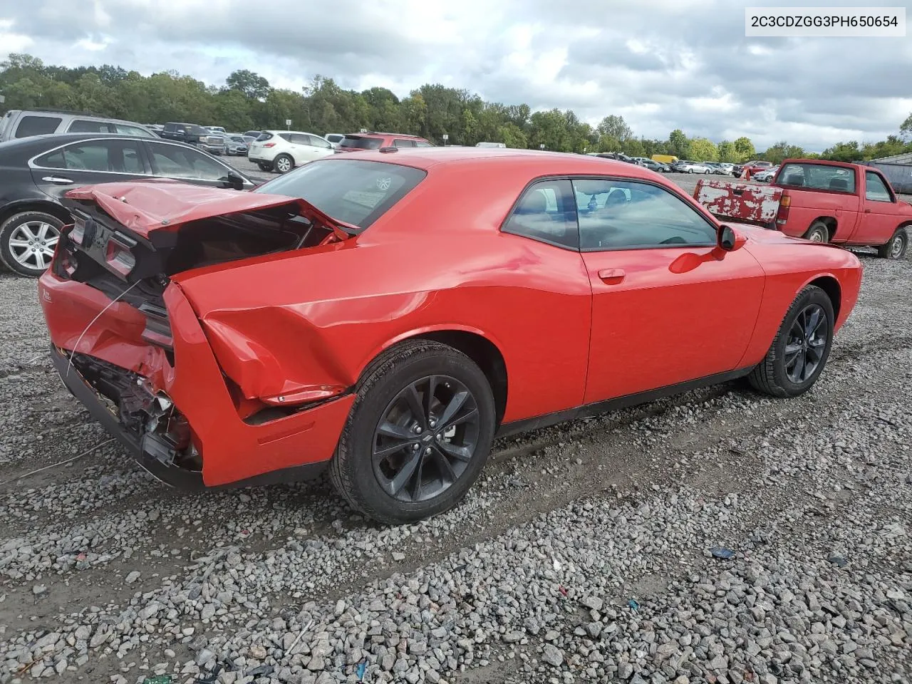 2023 Dodge Challenger Sxt VIN: 2C3CDZGG3PH650654 Lot: 70871004