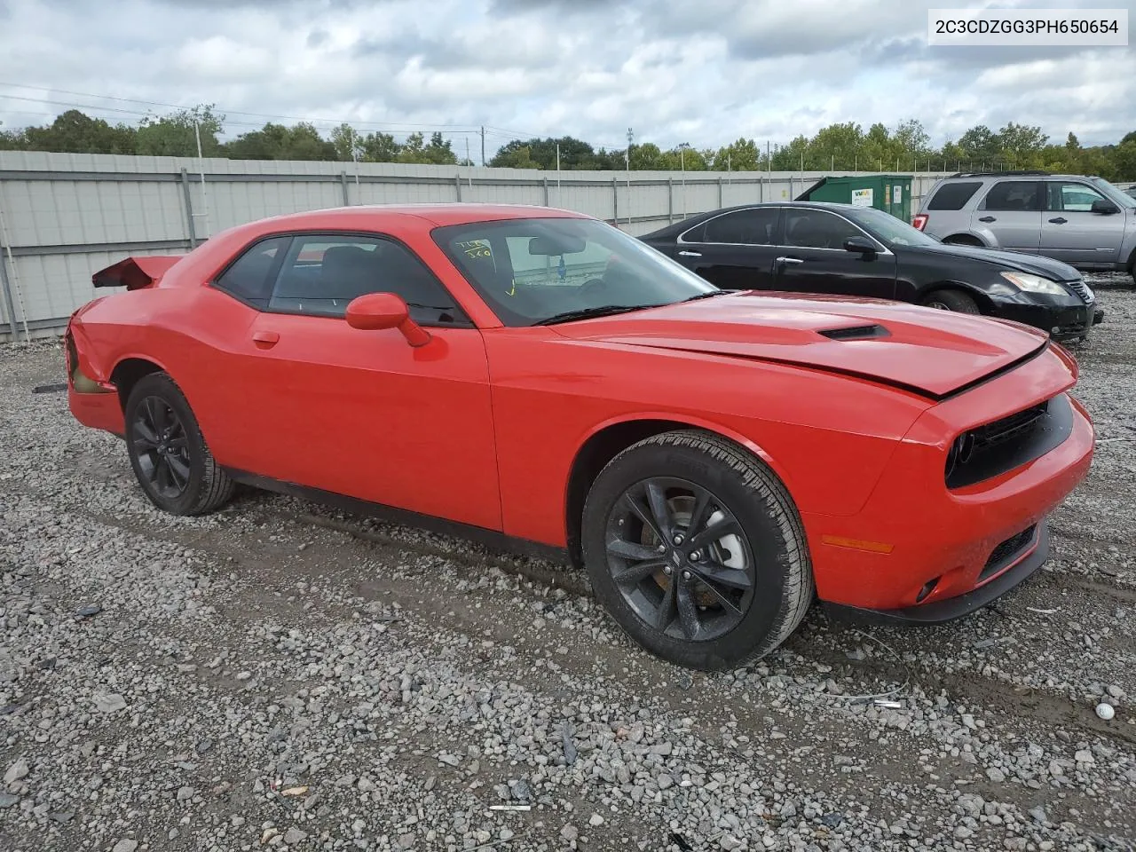 2023 Dodge Challenger Sxt VIN: 2C3CDZGG3PH650654 Lot: 70871004