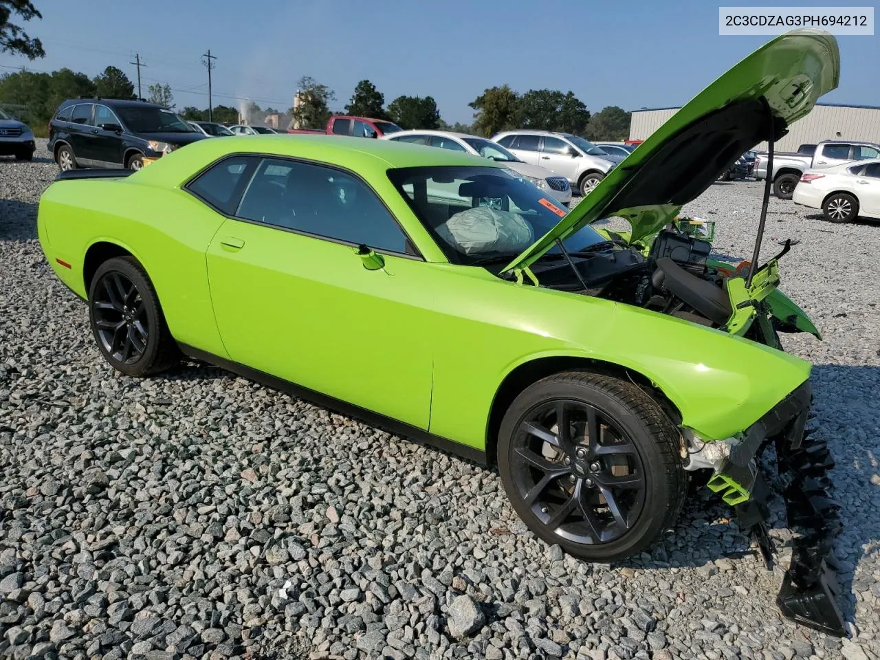 2023 Dodge Challenger Sxt VIN: 2C3CDZAG3PH694212 Lot: 72785724