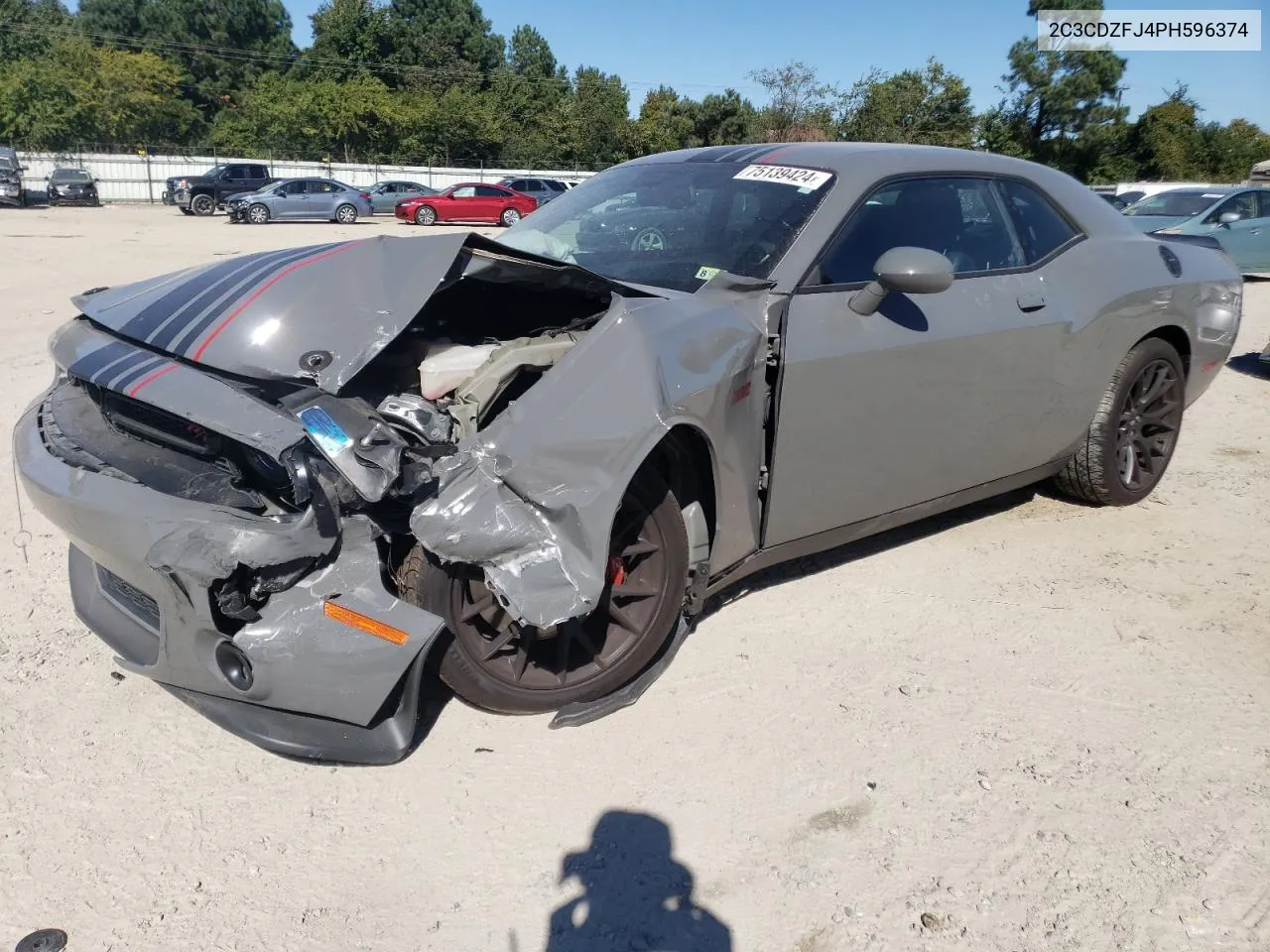 2023 Dodge Challenger R/T Scat Pack VIN: 2C3CDZFJ4PH596374 Lot: 75139424