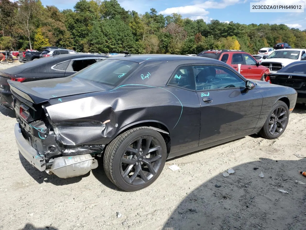 2023 Dodge Challenger Sxt VIN: 2C3CDZAG1PH649012 Lot: 75404334