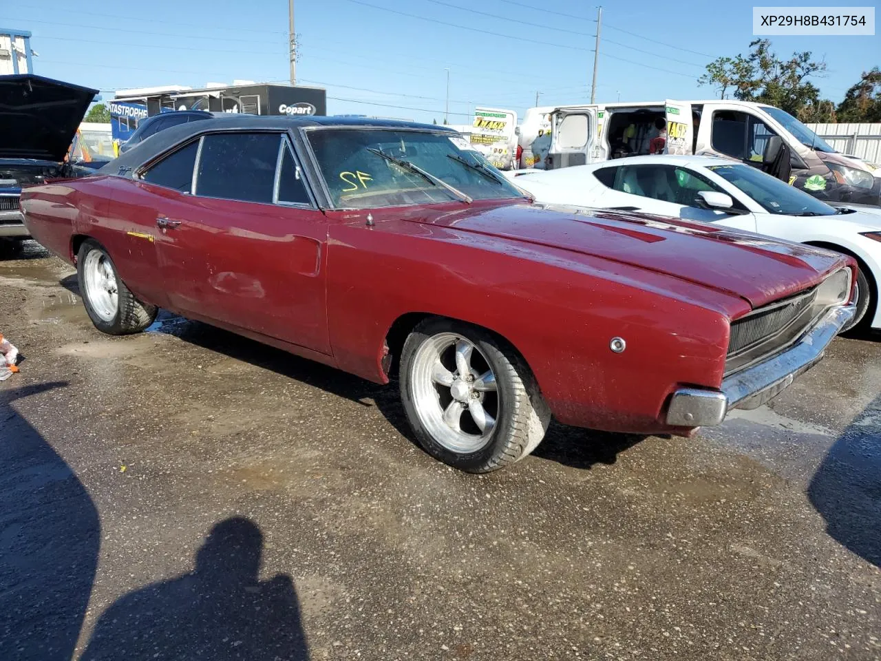 1968 Dodge Charger VIN: XP29H8B431754 Lot: 74041024