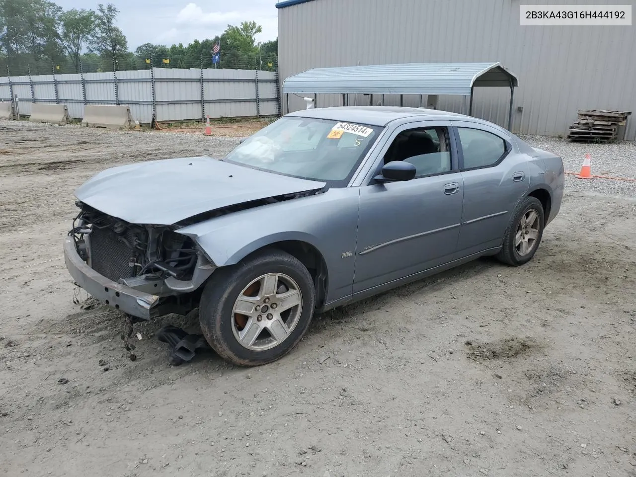 2006 Dodge Charger Se VIN: 2B3KA43G16H444192 Lot: 54324514