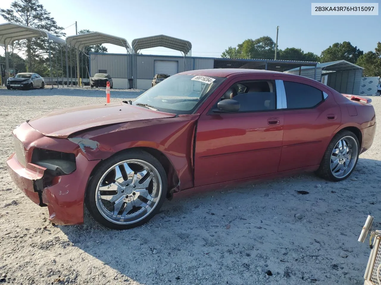 2006 Dodge Charger Se VIN: 2B3KA43R76H315097 Lot: 66819284