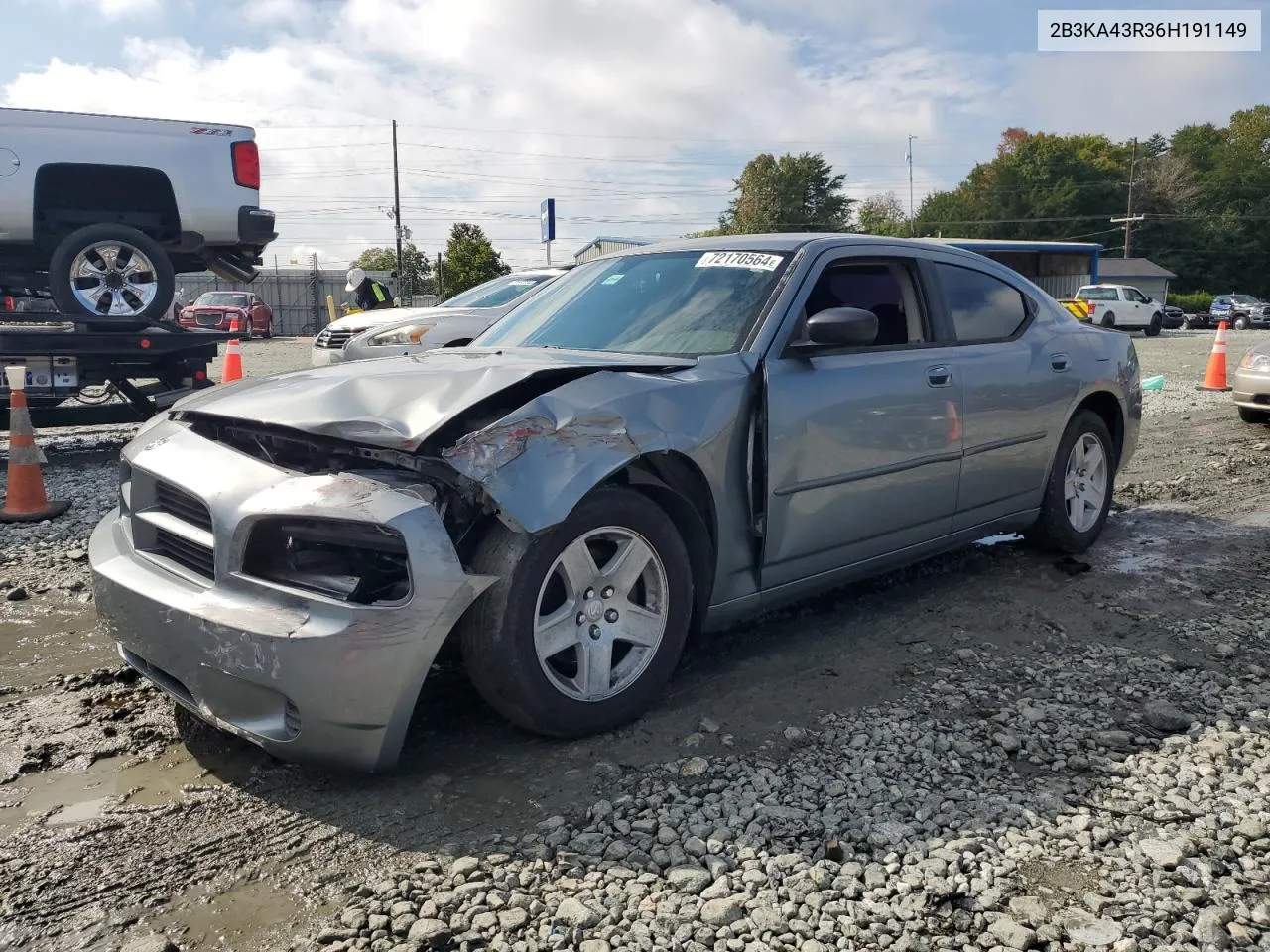 2006 Dodge Charger Se VIN: 2B3KA43R36H191149 Lot: 72170564