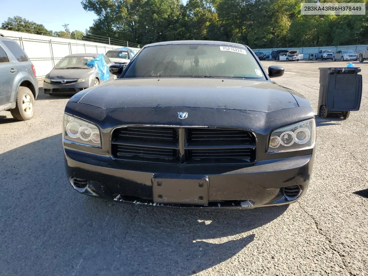 2006 Dodge Charger Se VIN: 2B3KA43R86H378449 Lot: 75216224