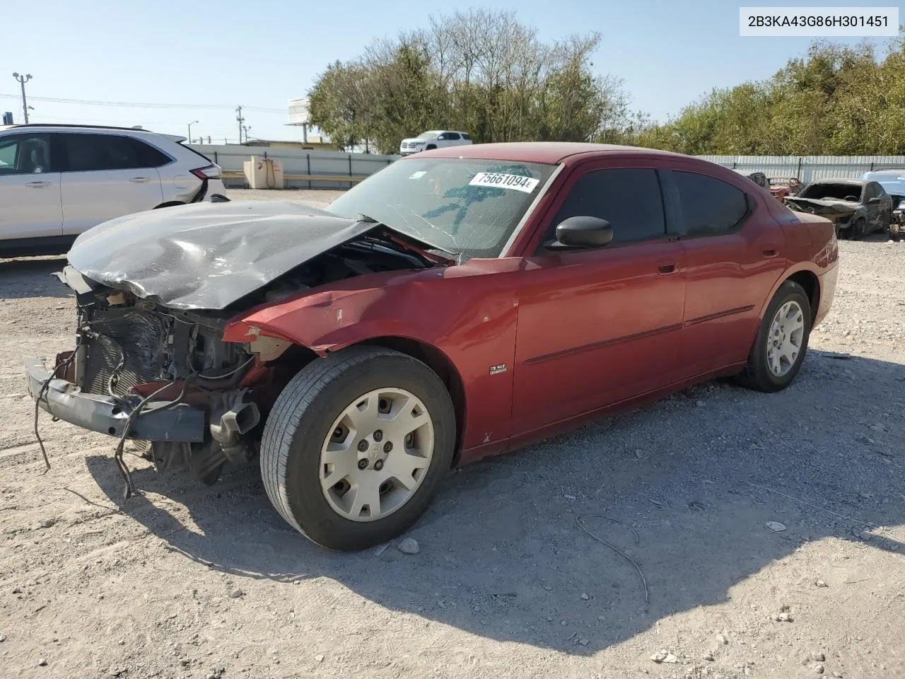 2006 Dodge Charger Se VIN: 2B3KA43G86H301451 Lot: 75661094