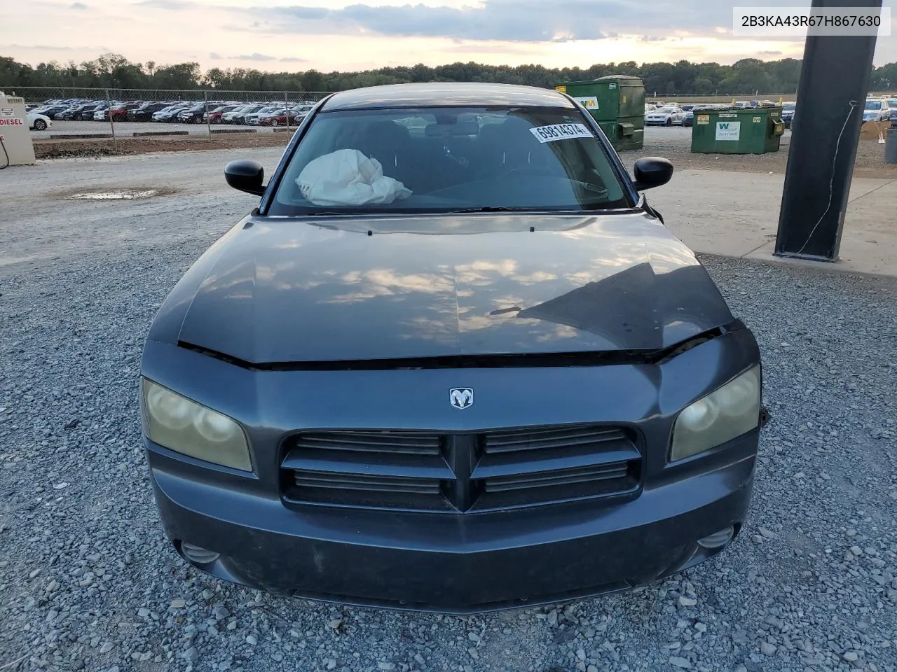 2007 Dodge Charger Se VIN: 2B3KA43R67H867630 Lot: 69814374