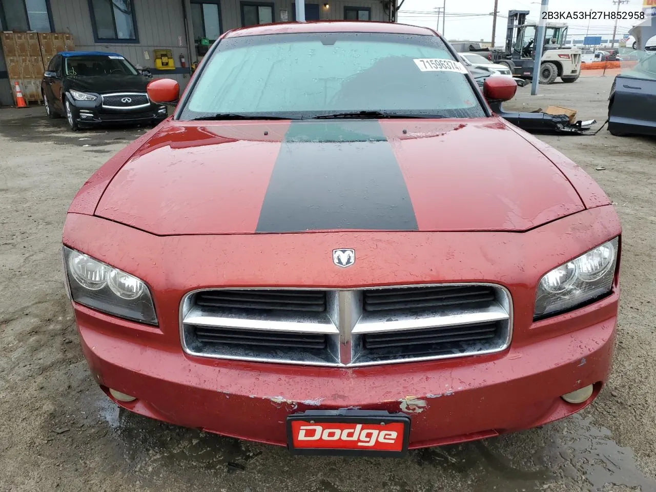 2007 Dodge Charger R/T VIN: 2B3KA53H27H852958 Lot: 71596374