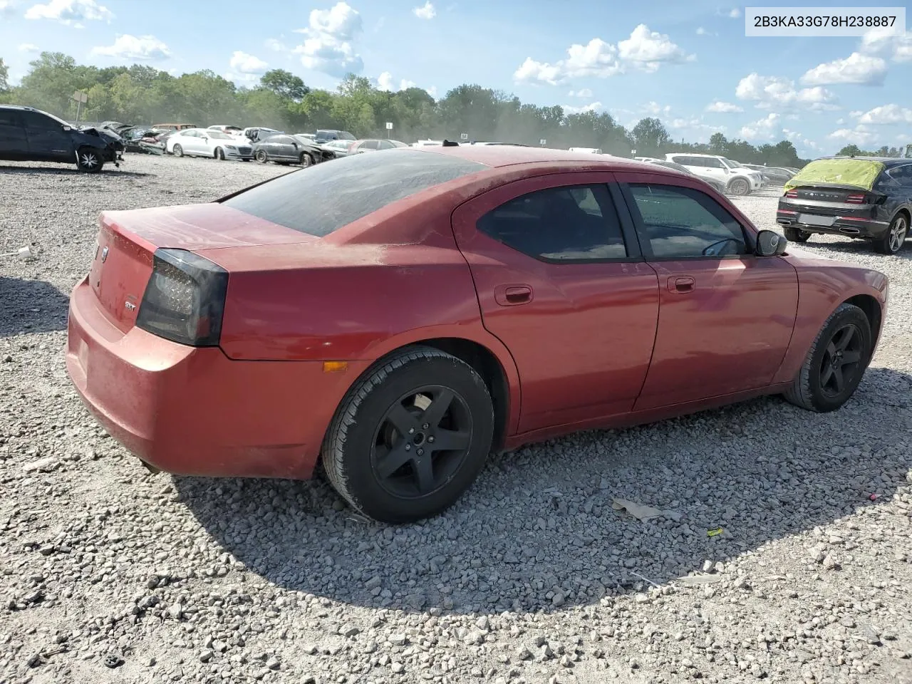 2008 Dodge Charger Sxt VIN: 2B3KA33G78H238887 Lot: 53166594