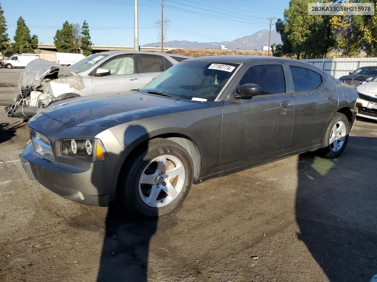 2008 Dodge Charger Sxt VIN: 2B3KA33G58H215978 Lot: 77192774