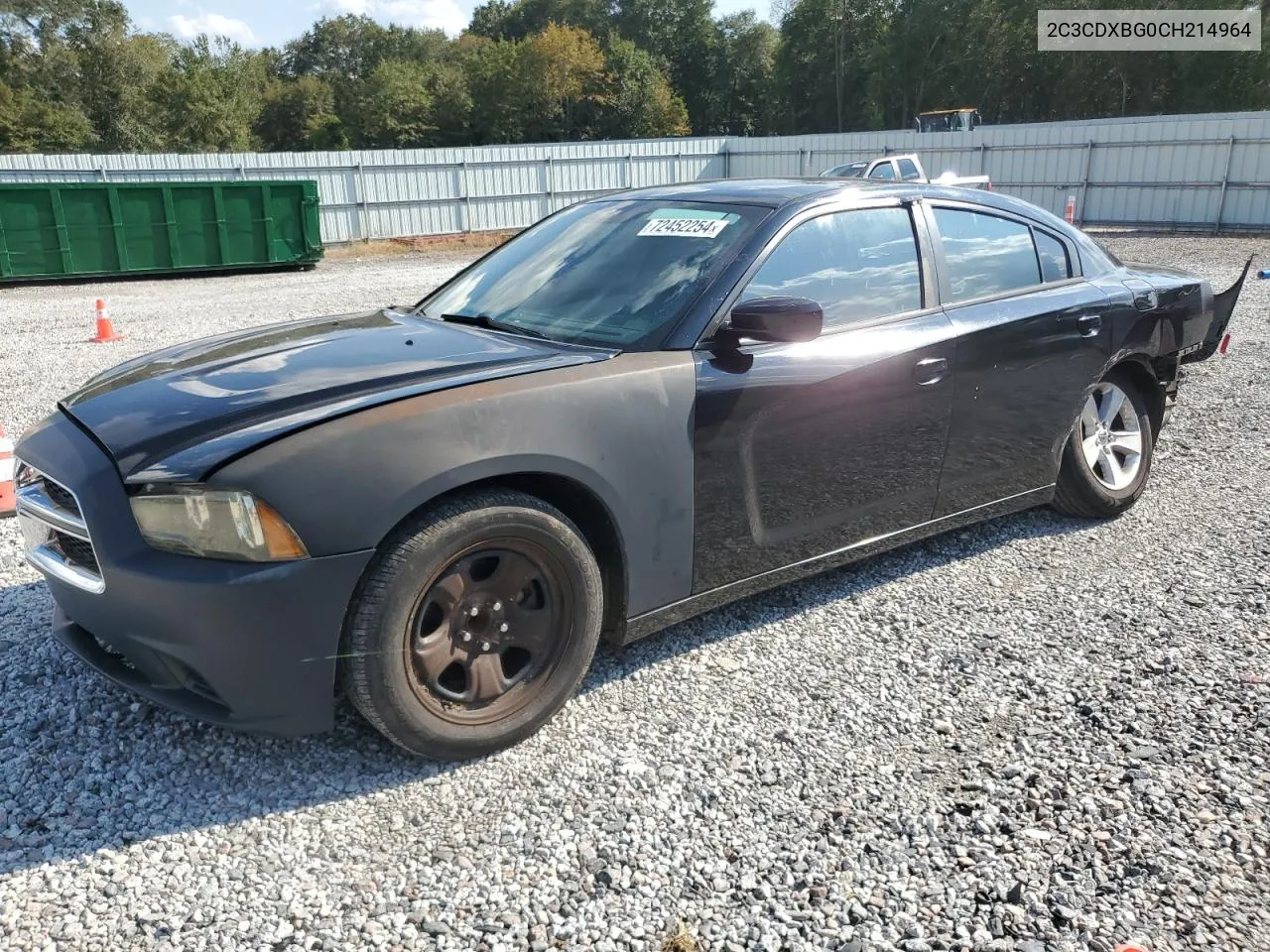 2012 Dodge Charger Se VIN: 2C3CDXBG0CH214964 Lot: 72452254