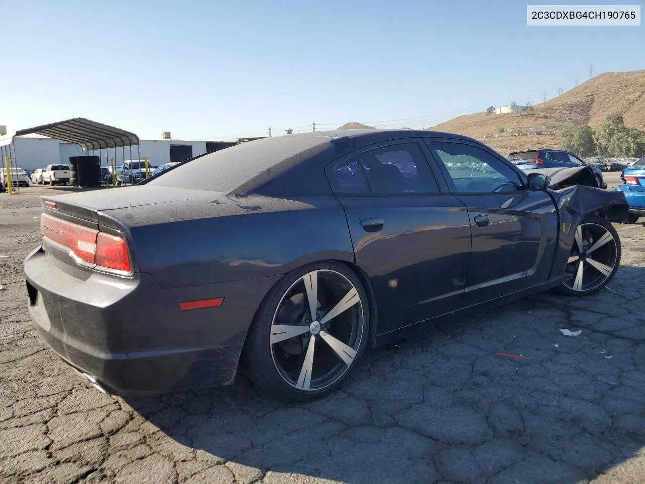 2012 Dodge Charger Se VIN: 2C3CDXBG4CH190765 Lot: 74205664