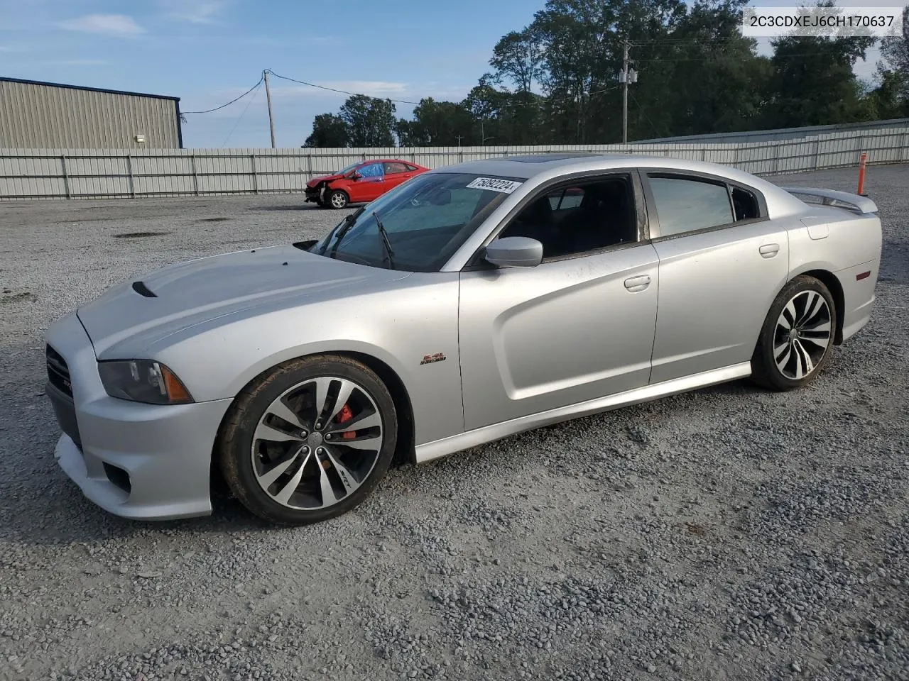 2012 Dodge Charger Srt-8 VIN: 2C3CDXEJ6CH170637 Lot: 75092224