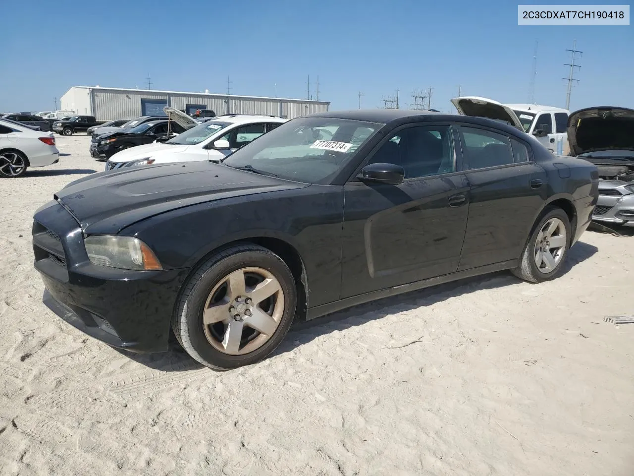 2012 Dodge Charger Police VIN: 2C3CDXAT7CH190418 Lot: 77707314