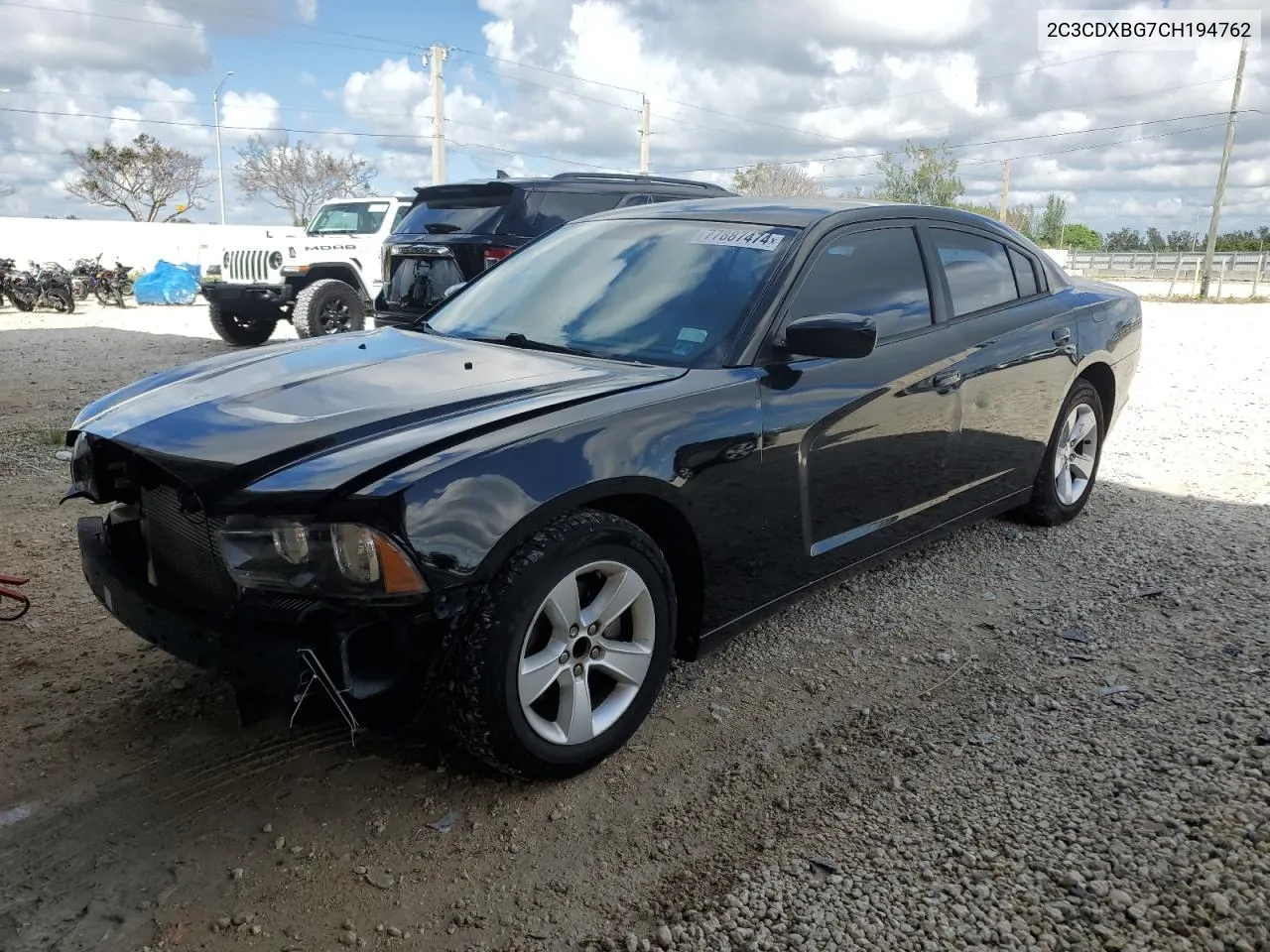 2012 Dodge Charger Se VIN: 2C3CDXBG7CH194762 Lot: 77887474