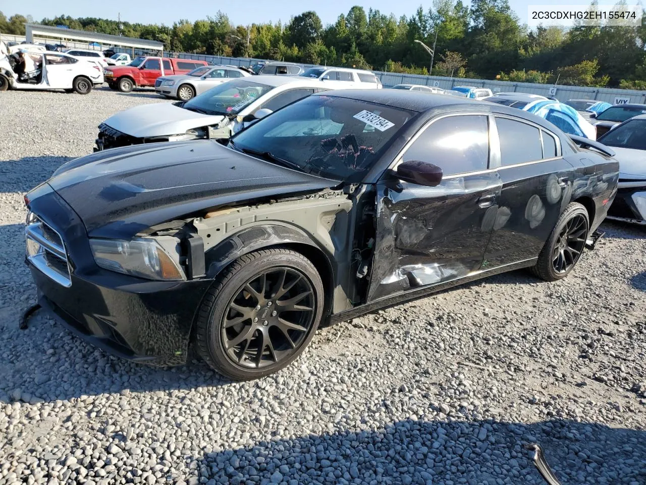 2014 Dodge Charger Sxt VIN: 2C3CDXHG2EH155474 Lot: 75132194