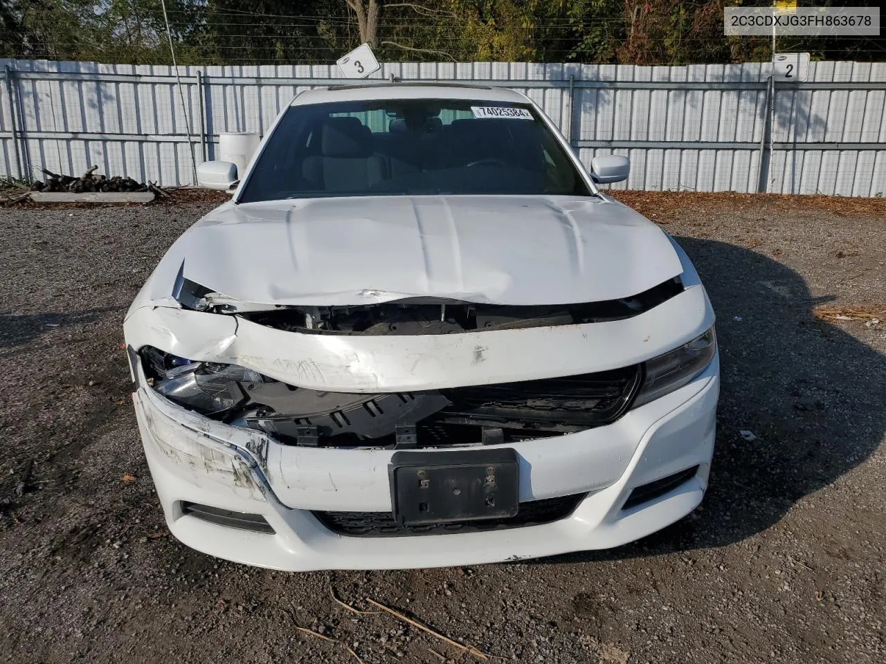 2015 Dodge Charger Sxt VIN: 2C3CDXJG3FH863678 Lot: 74025384