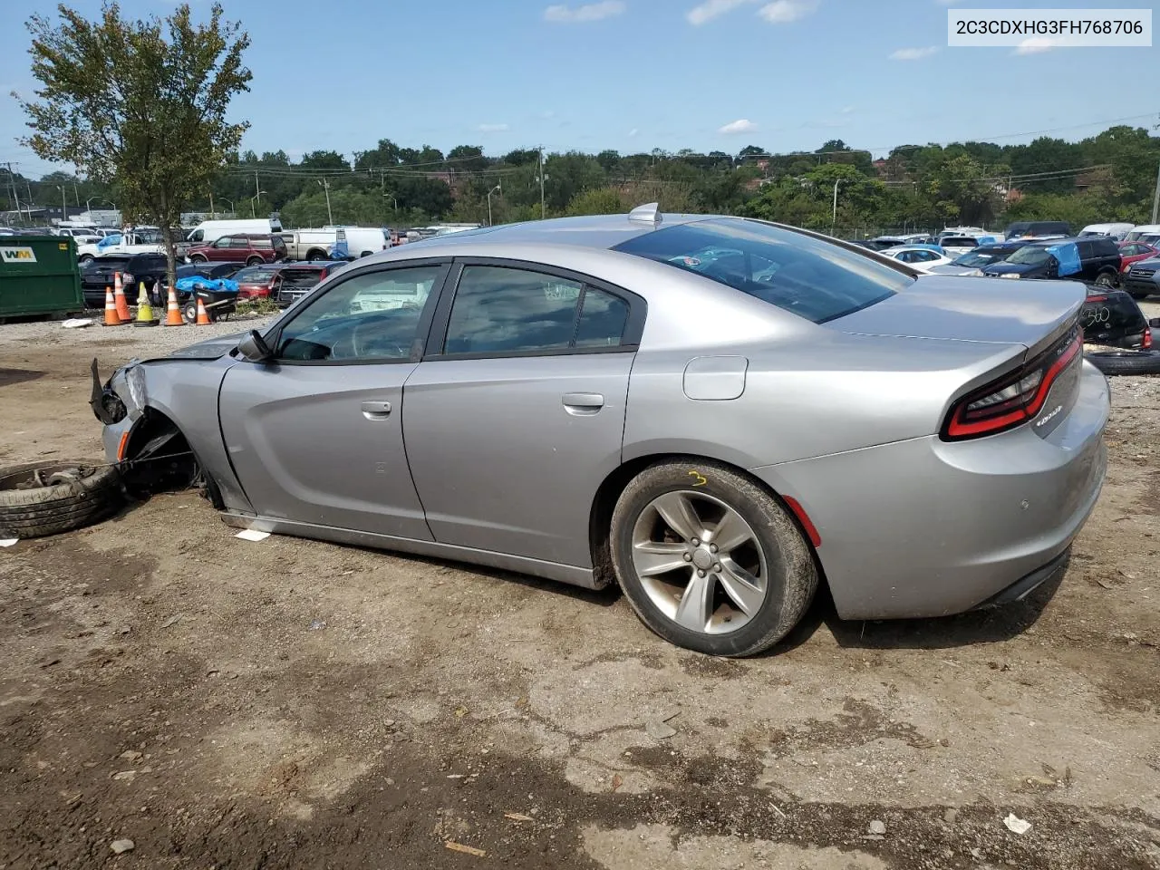 2015 Dodge Charger Sxt VIN: 2C3CDXHG3FH768706 Lot: 74373864