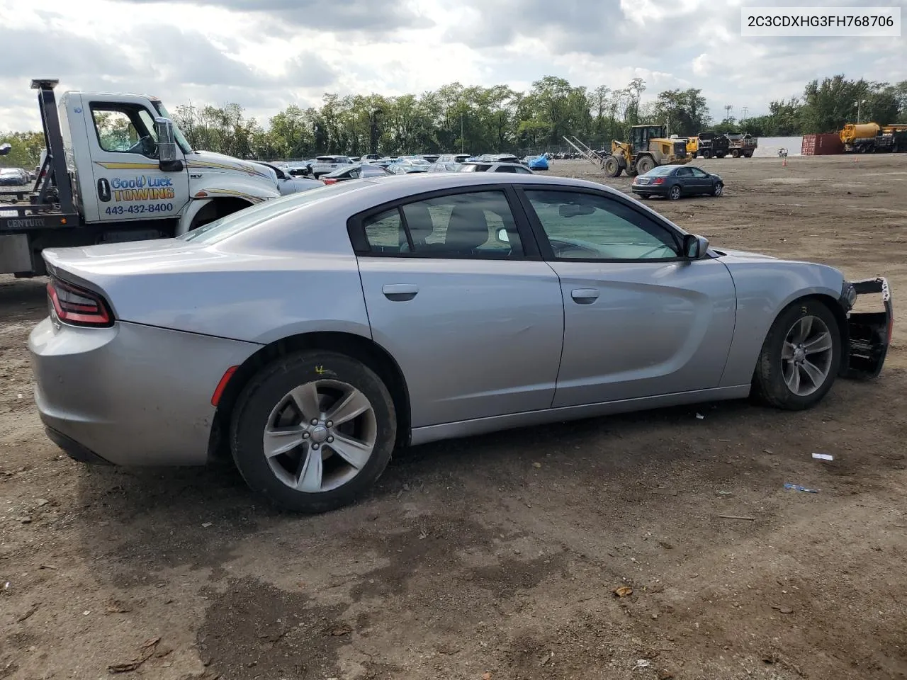 2015 Dodge Charger Sxt VIN: 2C3CDXHG3FH768706 Lot: 74373864