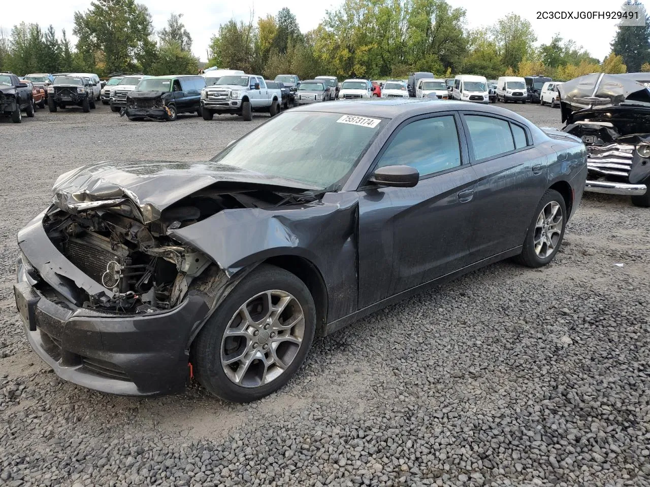 2015 Dodge Charger Sxt VIN: 2C3CDXJG0FH929491 Lot: 75573174