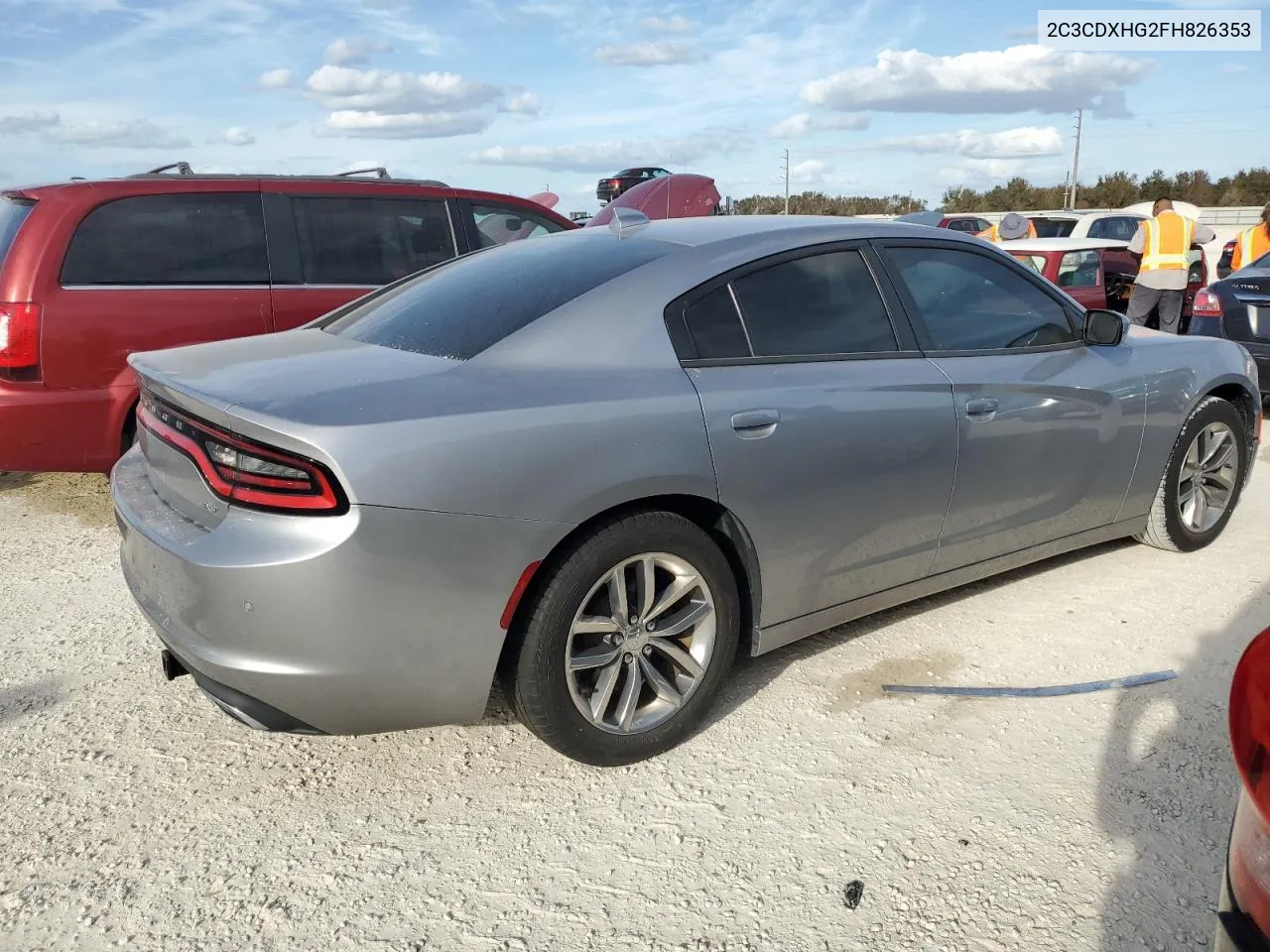 2015 Dodge Charger Sxt VIN: 2C3CDXHG2FH826353 Lot: 77152294