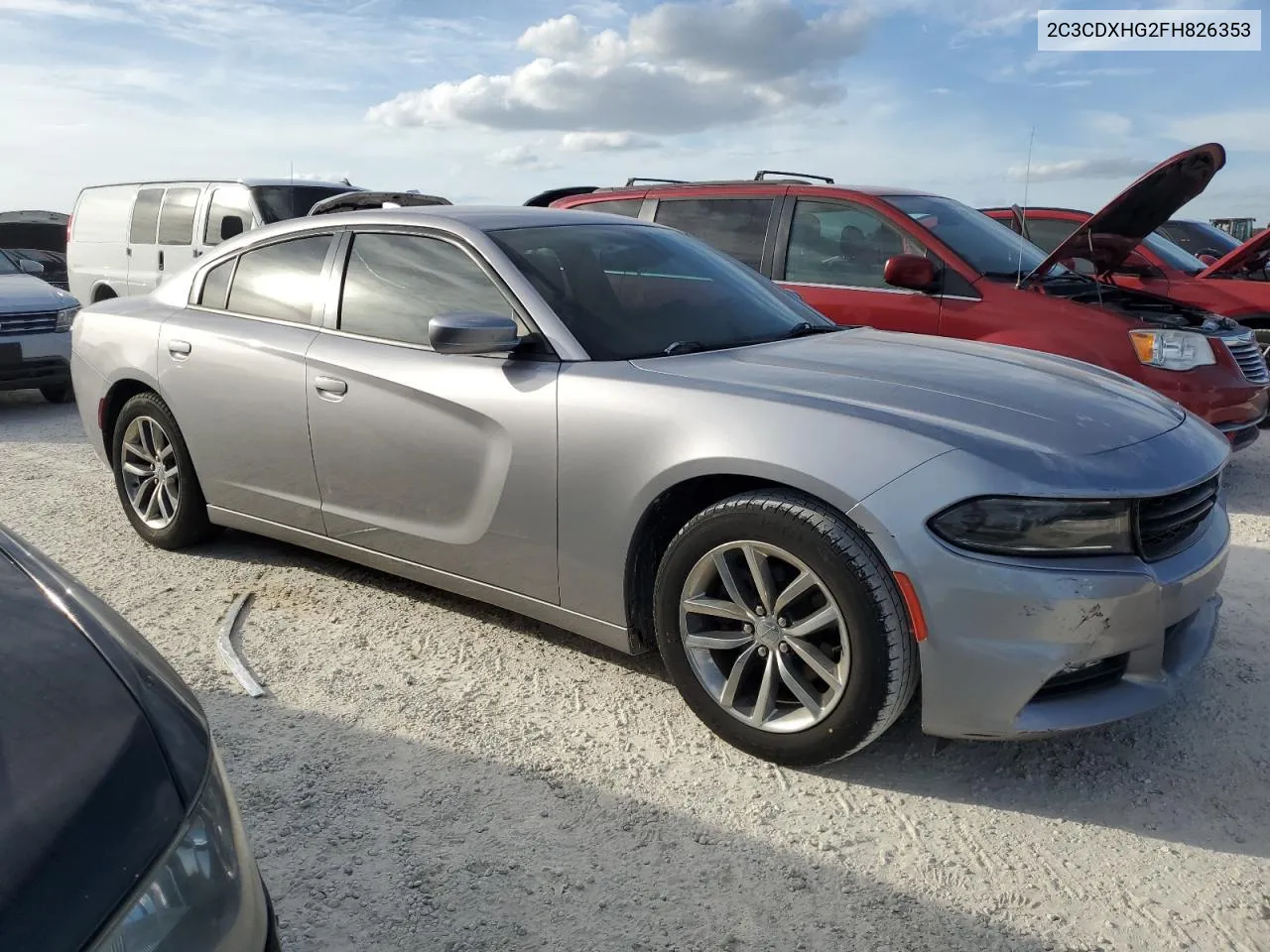 2015 Dodge Charger Sxt VIN: 2C3CDXHG2FH826353 Lot: 77152294