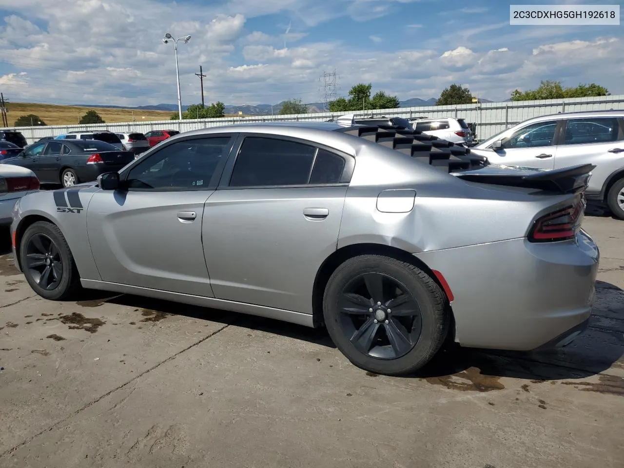 2016 Dodge Charger Sxt VIN: 2C3CDXHG5GH192618 Lot: 70706144