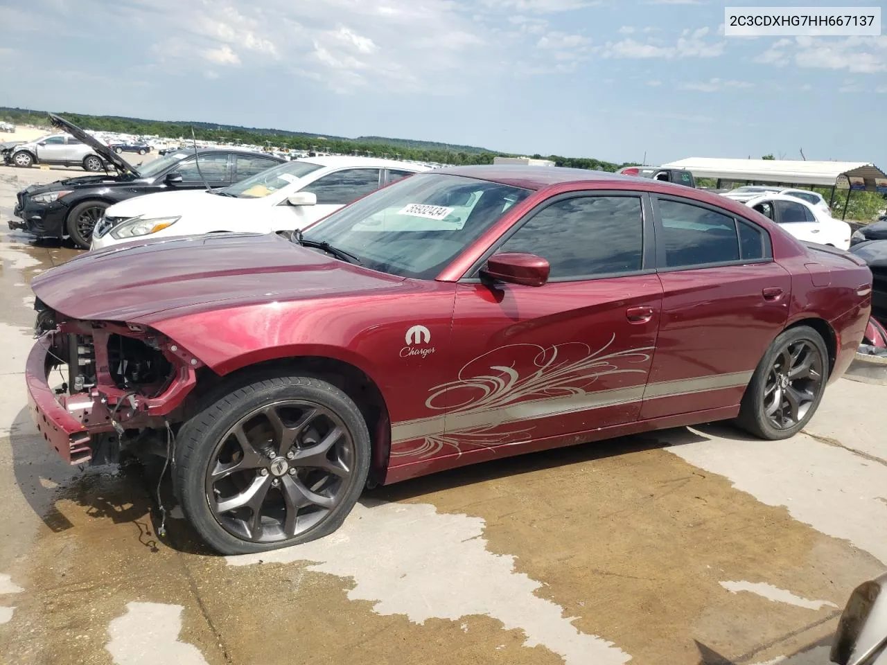 2017 Dodge Charger Sxt VIN: 2C3CDXHG7HH667137 Lot: 55932434