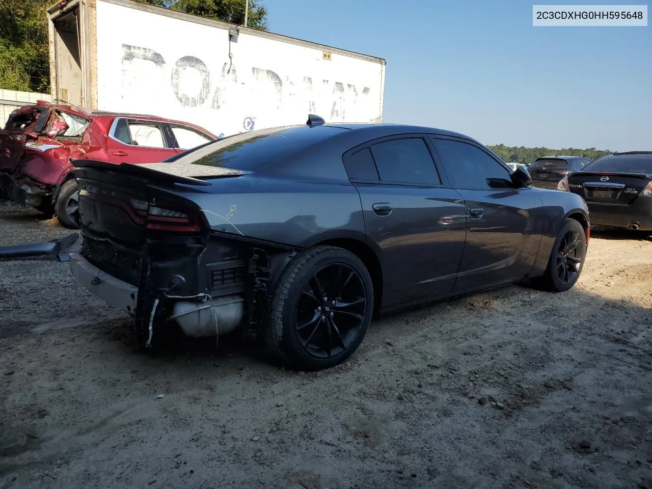 2017 Dodge Charger Sxt VIN: 2C3CDXHG0HH595648 Lot: 72000104