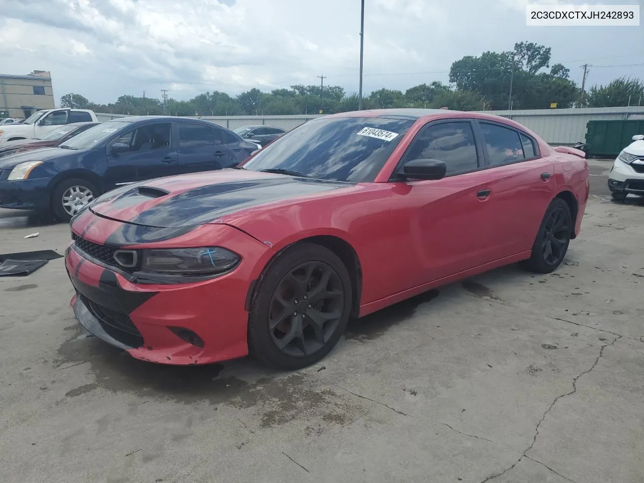 2018 Dodge Charger R/T VIN: 2C3CDXCTXJH242893 Lot: 61043574